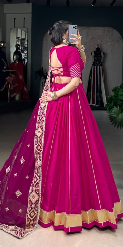 Pink Cotton Mirror Work Lehenga Choli | Lehenga, Bollywood Lehenga, Creative Lehenga, Designer Lehenga, Embroidered Lehenga, Party Wear Lehenga