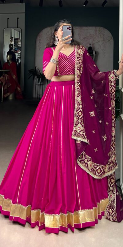Pink Cotton Mirror Work Lehenga Choli | Lehenga, Bollywood Lehenga, Creative Lehenga, Designer Lehenga, Embroidered Lehenga, Party Wear Lehenga