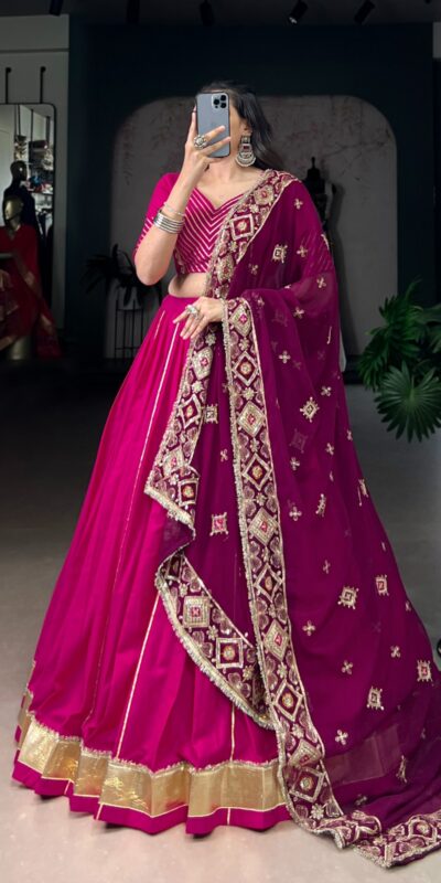 Pink Cotton Mirror Work Lehenga Choli | Lehenga, Bollywood Lehenga, Creative Lehenga, Designer Lehenga, Embroidered Lehenga, Party Wear Lehenga