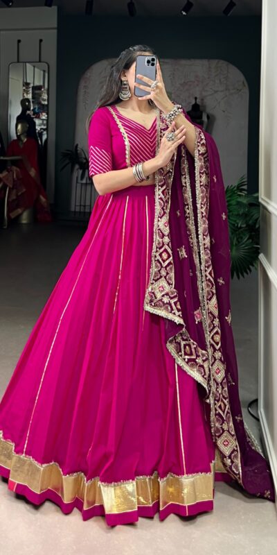 Pink Cotton Mirror Work Lehenga Choli | Lehenga, Bollywood Lehenga, Creative Lehenga, Designer Lehenga, Embroidered Lehenga, Party Wear Lehenga