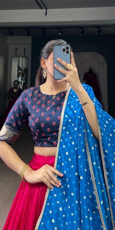 Pink Dola Silk Patola Bandhej Print Lehenga Choli | Jump Suits, Salwar suit, Casual Suits, Creative suits, Designer Suits, Palazzo Suits, Party Wear Suits, Patiala Suits, Straight Suits