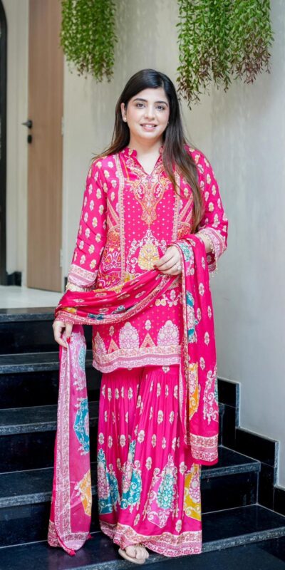Pink French Crape Mirror Work Salwar Suit | Jump Suits, Salwar suit, Casual Suits, Creative suits, Designer Suits, Palazzo Suits, Party Wear Suits, Patiala Suits, Straight Suits