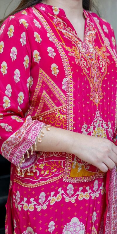 Pink French Crape Mirror Work Salwar Suit | Jump Suits, Salwar suit, Casual Suits, Creative suits, Designer Suits, Palazzo Suits, Party Wear Suits, Patiala Suits, Straight Suits