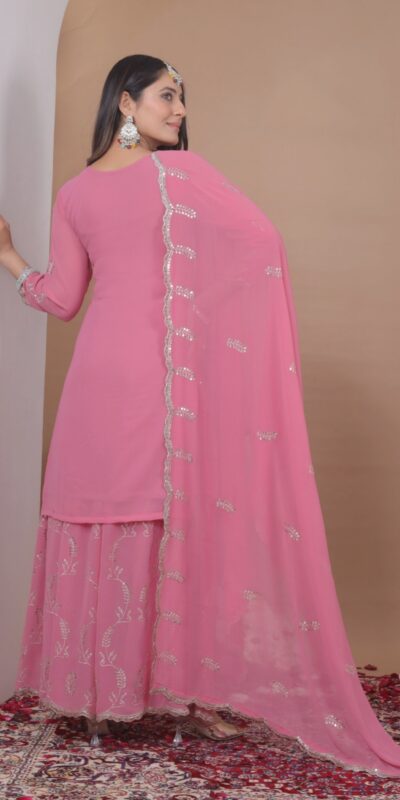Pink Georgette Sequence Work Salwar Suit | Jump Suits, Salwar suit, Casual Suits, Creative suits, Designer Suits, Palazzo Suits, Party Wear Suits, Patiala Suits, Straight Suits
