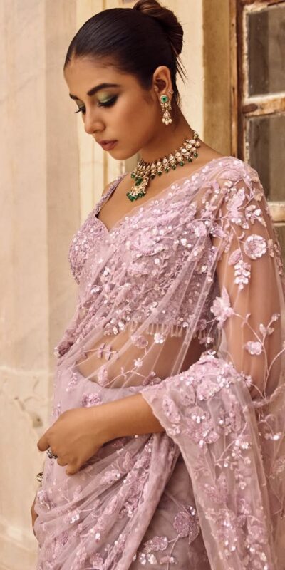 Pink Mono Net Sequins Saree | Sarees, Bollywood Sarees, Creative Sarees, Designer Sarees, Embroidered Sarees, Ethnic Saree, Modern Digital sarees, Party Wear Sarees