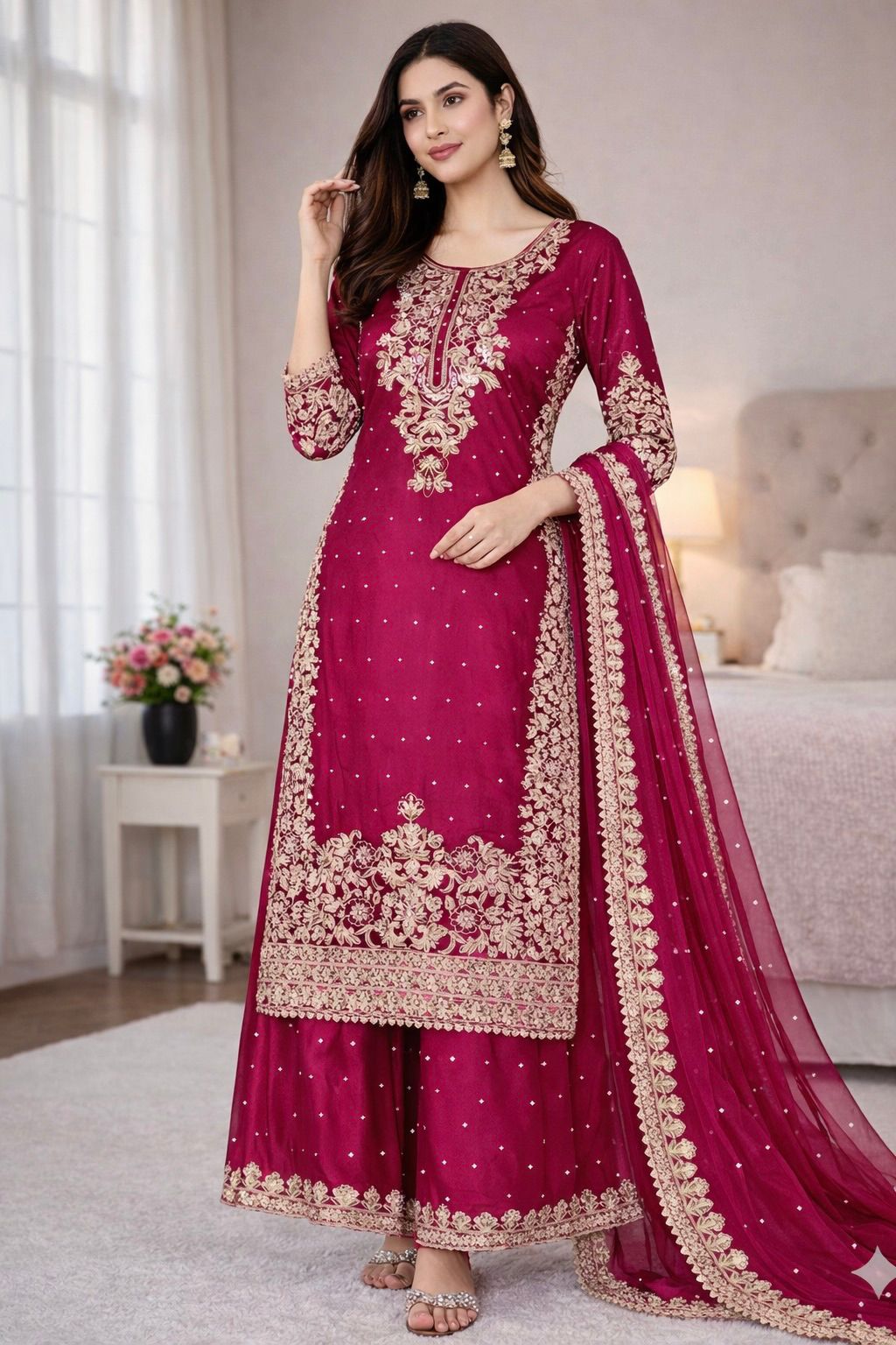 Pink Organza Silk Embroidery Work Salwar Suit | Jump Suits, Salwar suit, Casual Suits, Creative suits, Designer Suits, Palazzo Suits, Party Wear Suits, Patiala Suits, Straight Suits