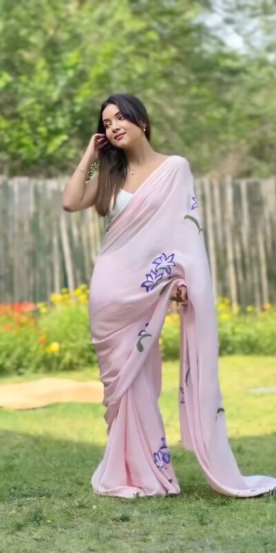 Pink Soft Georgette Silk Pari Work Saree | Sarees, Bollywood Sarees, Creative Sarees, Designer Sarees, Embroidered Sarees, Ethnic Saree, Modern Digital sarees, Party Wear Sarees
