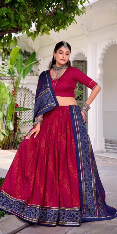 Pink Tasar Silk Bandhej Print Lehenga Choli | Lehenga, Bollywood Lehenga, Creative Lehenga, Designer Lehenga, Embroidered Lehenga, Party Wear Lehenga