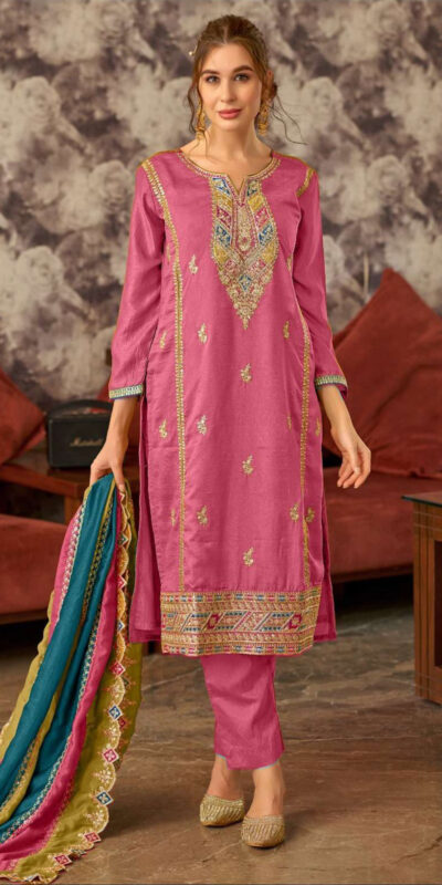 Pink Vichitra Embroidery Codding Sequence Salwar Suit | Jump Suits, Salwar suit, Casual Suits, Creative suits, Designer Suits, Palazzo Suits, Party Wear Suits, Patiala Suits, Straight Suits
