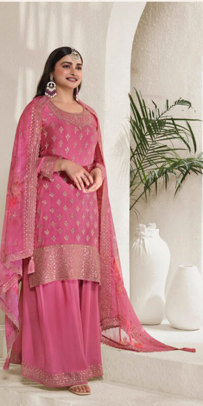Pink Viscose Chinon Embroidered Sequence Salwar Suit | Salwar suit, Casual Suits, Creative suits, Designer Suits, Palazzo Suits, Party Wear Suits, Patiala Suits, Straight Suits