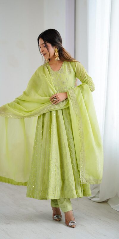 Pista Crunchy Silk Sequence Anarkali Gown | Gowns, Bollywood Gowns, Creative Gowns, Designer Gowns, Embroidered Gowns, Party Wear Gowns