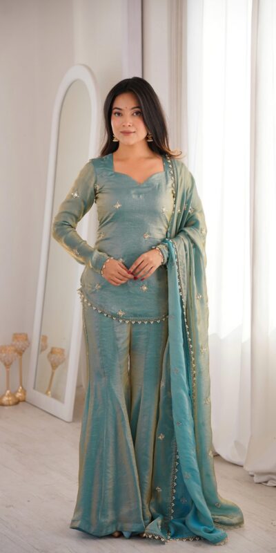 Pista Fendy Silk Embroidery Lace Work Salwar Suit | Jump Suits, Salwar suit, Casual Suits, Creative suits, Designer Suits, Palazzo Suits, Party Wear Suits, Patiala Suits, Straight Suits