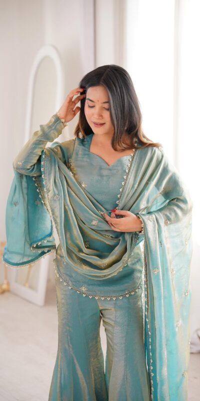 Pista Fendy Silk Embroidery Lace Work Salwar Suit | Jump Suits, Salwar suit, Casual Suits, Creative suits, Designer Suits, Palazzo Suits, Party Wear Suits, Patiala Suits, Straight Suits