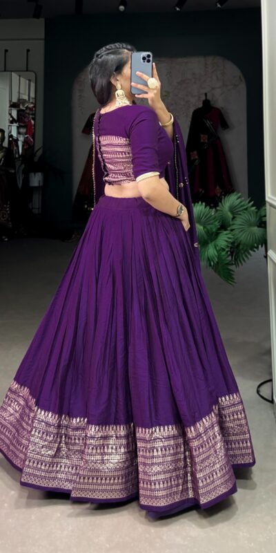 Purple Chanderi Weaving Lehenga Choli | Lehenga, Bollywood Lehenga, Creative Lehenga, Designer Lehenga, Embroidered Lehenga, Party Wear Lehenga