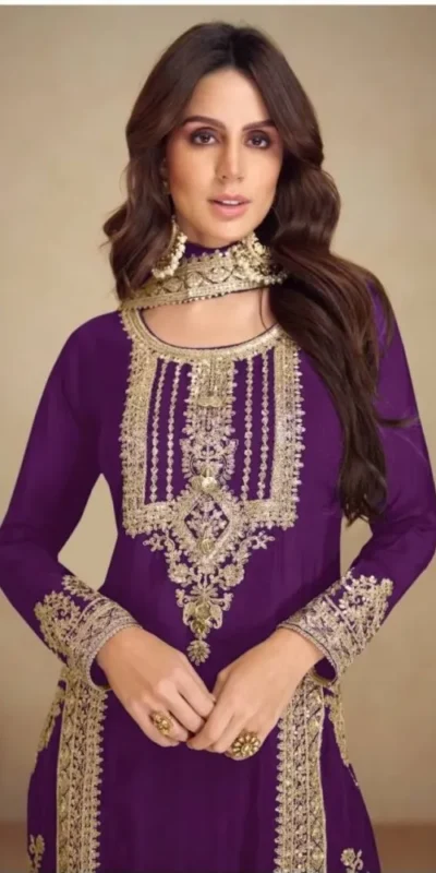 Purple Chinon Multi Embroidery Work Salwar Suit | Jump Suits, Tops & Bottoms, Track Suits, Salwar suit, Casual Suits, Creative suits, Designer Suits, Palazzo Suits, Party Wear Suits, Patiala Suits, Straight Suits, Trendy Wear