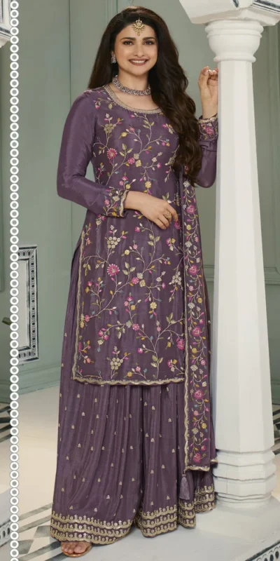 Purple Chinon Multi Work Salwar Suit | Jump Suits, Salwar suit, Casual Suits, Creative suits, Designer Suits, Palazzo Suits, Party Wear Suits, Patiala Suits, Straight Suits