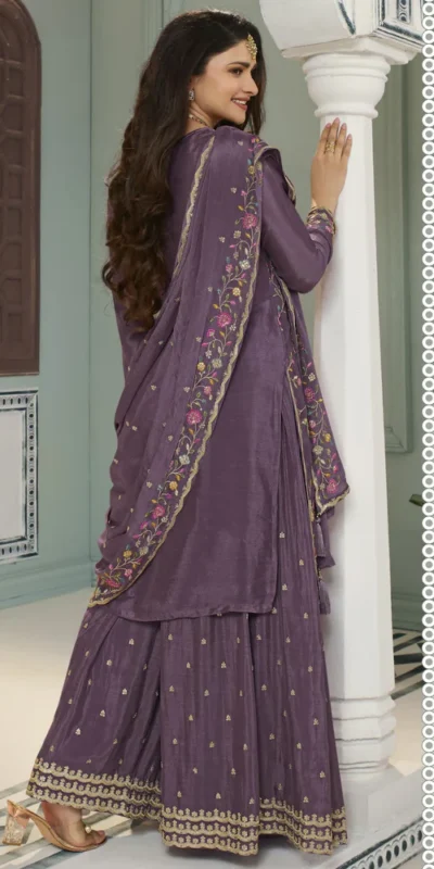 Purple Chinon Multi Work Salwar Suit | Jump Suits, Salwar suit, Casual Suits, Creative suits, Designer Suits, Palazzo Suits, Party Wear Suits, Patiala Suits, Straight Suits