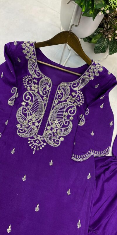 Purple Chinon Sequence Salwar Suit | Jump Suits, Salwar suit, Casual Suits, Creative suits, Designer Suits, Palazzo Suits, Party Wear Suits, Patiala Suits, Straight Suits
