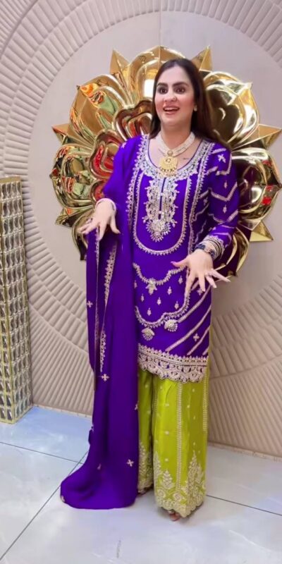 Purple Chinon Silk Embroider Lace Work Salwar Suit | Jump Suits, Salwar suit, Casual Suits, Creative suits, Designer Suits, Palazzo Suits, Party Wear Suits, Patiala Suits, Straight Suits