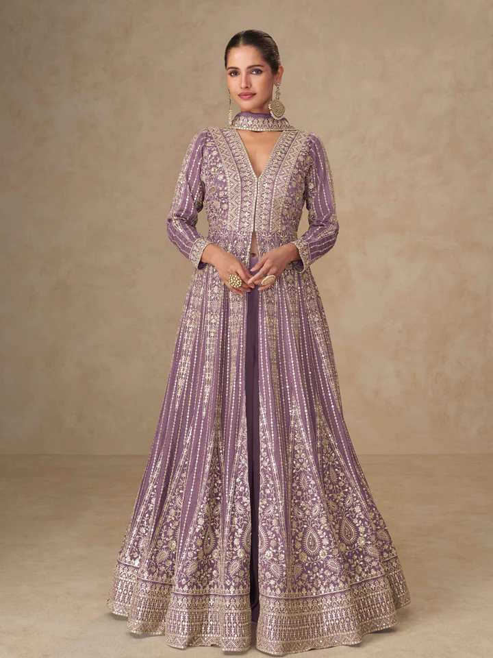 Purple Chinon Silk Embroider Work Salwar Suit | Jump Suits, Salwar suit, Casual Suits, Creative suits, Designer Suits, Palazzo Suits, Party Wear Suits, Patiala Suits, Straight Suits