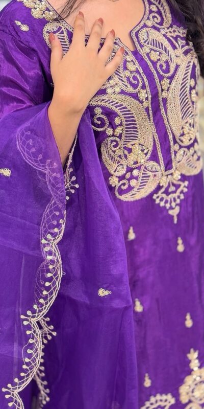 Purple Chinon Silk Embroidery Work Salwar Suit | Jump Suits, Salwar suit, Casual Suits, Creative suits, Designer Suits, Palazzo Suits, Party Wear Suits, Patiala Suits, Straight Suits