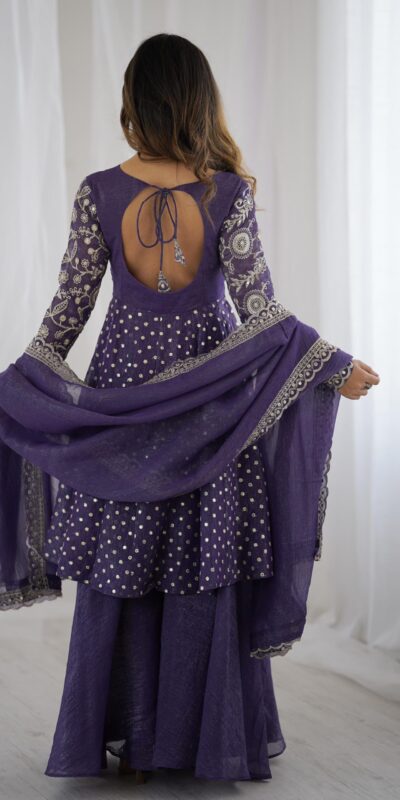 Purple Crunchy Silk Embroidery Work Salwar Suit | Jump Suits, Salwar suit, Casual Suits, Creative suits, Designer Suits, Palazzo Suits, Party Wear Suits, Patiala Suits, Straight Suits
