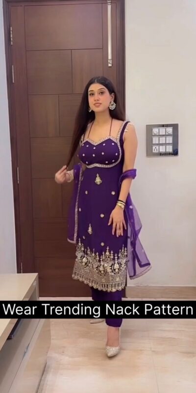 Purple Faux Georgette Embroider Work Salwar Suit | Jump Suits, Salwar suit, Casual Suits, Creative suits, Designer Suits, Palazzo Suits, Party Wear Suits, Patiala Suits, Straight Suits