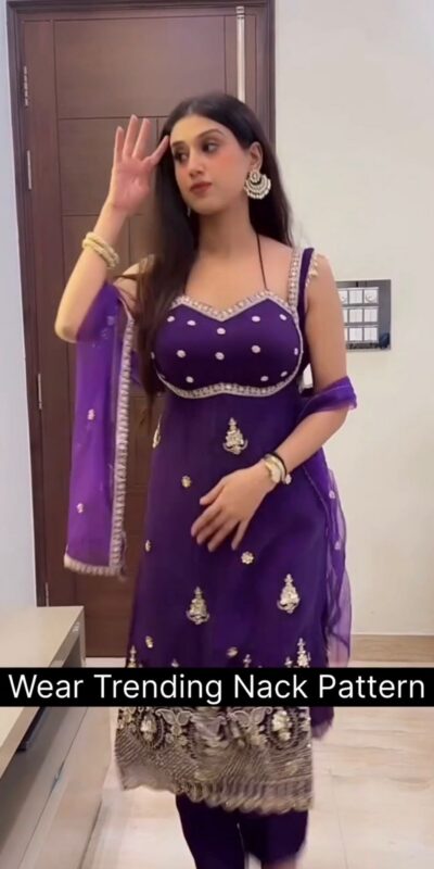 Purple Faux Georgette Embroider Work Salwar Suit | Jump Suits, Salwar suit, Casual Suits, Creative suits, Designer Suits, Palazzo Suits, Party Wear Suits, Patiala Suits, Straight Suits