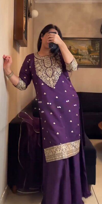 Purple Faux Georgette Lace Work Salwar Suit | Jump Suits, Tops & Bottoms, Track Suits, Salwar suit, Casual Suits, Creative suits, Designer Suits, Palazzo Suits, Party Wear Suits, Patiala Suits, Straight Suits, Trendy Wear
