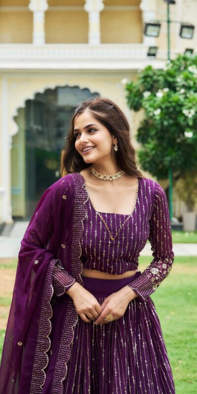 Purple Fox Georgette Sequence Work Lehenga Choli | Lehenga, Bollywood Lehenga, Creative Lehenga, Designer Lehenga, Embroidered Lehenga, Party Wear Lehenga