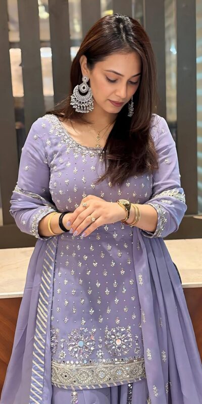 Purple Georgette Sequences Work Pearl Real Mirror Salwar Suit | Jump Suits, Salwar suit, Casual Suits, Creative suits, Designer Suits, Palazzo Suits, Party Wear Suits, Patiala Suits, Straight Suits
