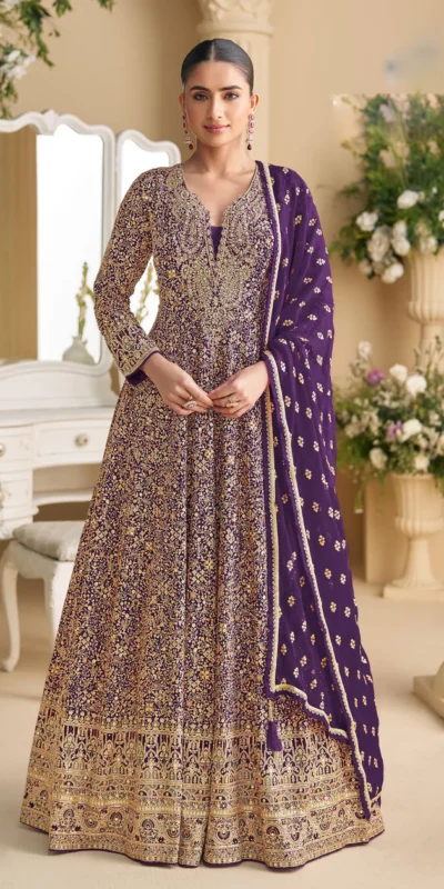 Purple Georgette Thread Sequence Work Salwar Suit | Jump Suits, Salwar suit, Casual Suits, Creative suits, Designer Suits, Palazzo Suits, Party Wear Suits, Patiala Suits, Straight Suits