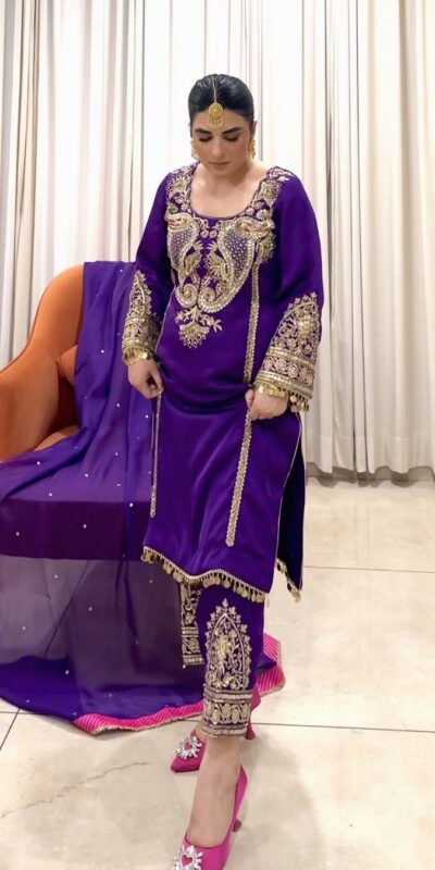 Purple Georgette With Sequences Salwar Suit | Jump Suits, Tops & Bottoms, Track Suits, Salwar suit, Casual Suits, Creative suits, Designer Suits, Palazzo Suits, Party Wear Suits, Patiala Suits, Straight Suits, Trendy Wear