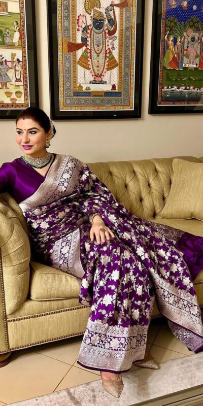 Purple Lichi Silk Jacquard Work Saree | Sarees, Bollywood Sarees, Creative Sarees, Designer Sarees, Embroidered Sarees, Ethnic Saree, Modern Digital sarees, Party Wear Sarees