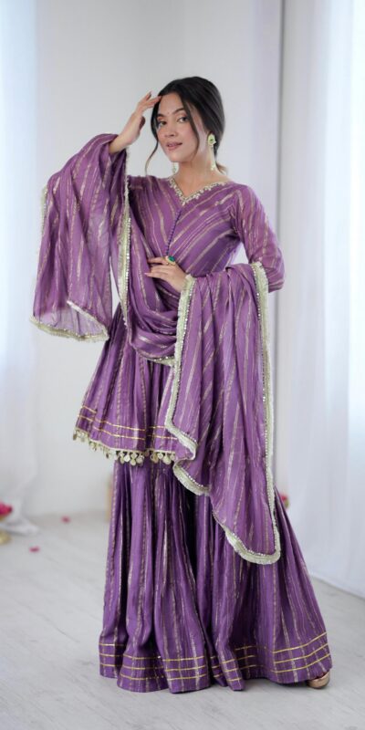 Purple Mal Chanderi Mirror Work Salwar Suit | Jump Suits, Tops & Bottoms, Track Suits, Salwar suit, Casual Suits, Creative suits, Designer Suits, Palazzo Suits, Party Wear Suits, Patiala Suits, Straight Suits, Trendy Wear