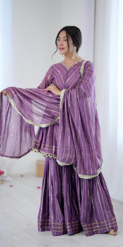Purple Mal Chanderi Mirror Work Salwar Suit | Jump Suits, Tops & Bottoms, Track Suits, Salwar suit, Casual Suits, Creative suits, Designer Suits, Palazzo Suits, Party Wear Suits, Patiala Suits, Straight Suits, Trendy Wear