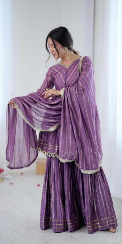 Purple Mal Chanderi Mirror Work Salwar Suit | Jump Suits, Tops & Bottoms, Track Suits, Salwar suit, Casual Suits, Creative suits, Designer Suits, Palazzo Suits, Party Wear Suits, Patiala Suits, Straight Suits, Trendy Wear