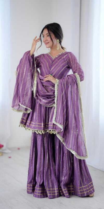Purple Mal Chanderi Mirror Work Salwar Suit | Jump Suits, Tops & Bottoms, Track Suits, Salwar suit, Casual Suits, Creative suits, Designer Suits, Palazzo Suits, Party Wear Suits, Patiala Suits, Straight Suits, Trendy Wear
