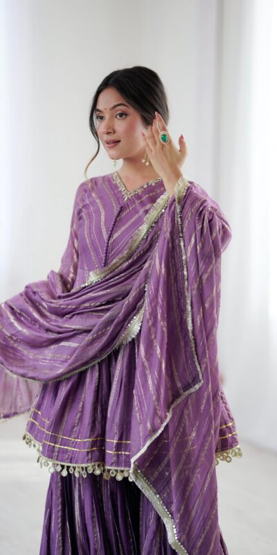 Purple Mal Chanderi Mirror Work Salwar Suit | Jump Suits, Tops & Bottoms, Track Suits, Salwar suit, Casual Suits, Creative suits, Designer Suits, Palazzo Suits, Party Wear Suits, Patiala Suits, Straight Suits, Trendy Wear