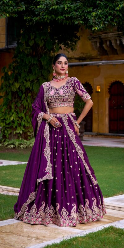 Purple Rangoli Crush Sequins Thread Lehenga Choli | Lehenga, Bollywood Lehenga, Creative Lehenga, Designer Lehenga, Embroidered Lehenga, Party Wear Lehenga