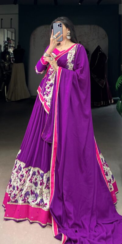 Purple Rayon Printed Lehenga Choli | Lehenga, Bollywood Lehenga, Creative Lehenga, Designer Lehenga, Embroidered Lehenga, Party Wear Lehenga