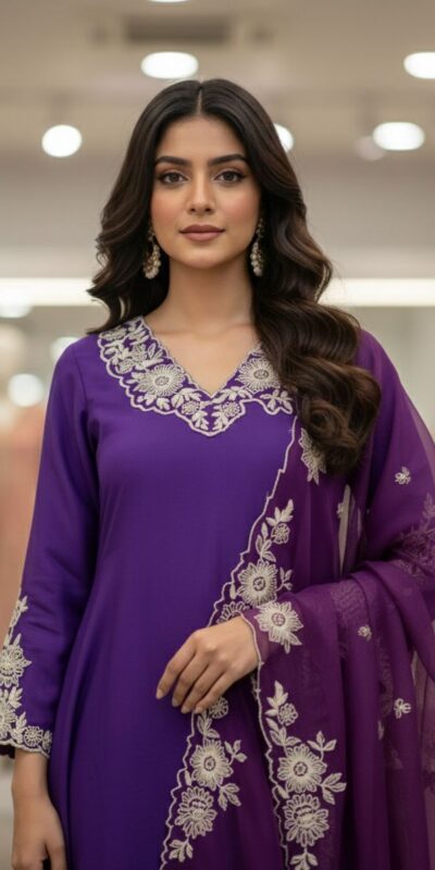 Purple Roman Silk Embroidery Work Salwar Suit | Jump Suits, Salwar suit, Casual Suits, Creative suits, Designer Suits, Palazzo Suits, Party Wear Suits, Patiala Suits, Straight Suits