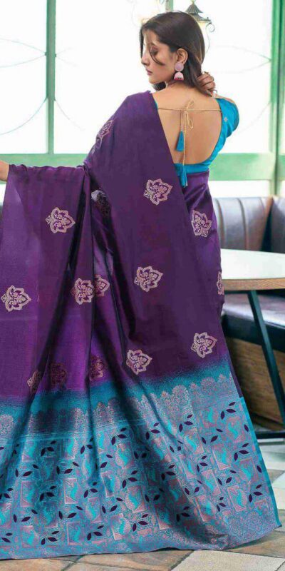 Purple Soft Lichi Silk Lace Border Work Saree | Sarees, Bollywood Sarees, Creative Sarees, Designer Sarees, Embroidered Sarees, Ethnic Saree, Modern Digital sarees, Party Wear Sarees