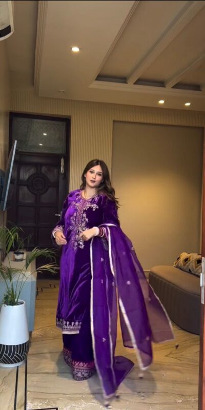 Purple Velvet Embroidery Work Salwar Suit | Jump Suits, Tops & Bottoms, Track Suits, Salwar suit, Casual Suits, Creative suits, Designer Suits, Palazzo Suits, Party Wear Suits, Patiala Suits, Straight Suits, Trendy Wear