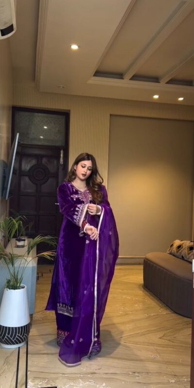 Purple Velvet Embroidery Work Salwar Suit | Jump Suits, Tops & Bottoms, Track Suits, Salwar suit, Casual Suits, Creative suits, Designer Suits, Palazzo Suits, Party Wear Suits, Patiala Suits, Straight Suits, Trendy Wear