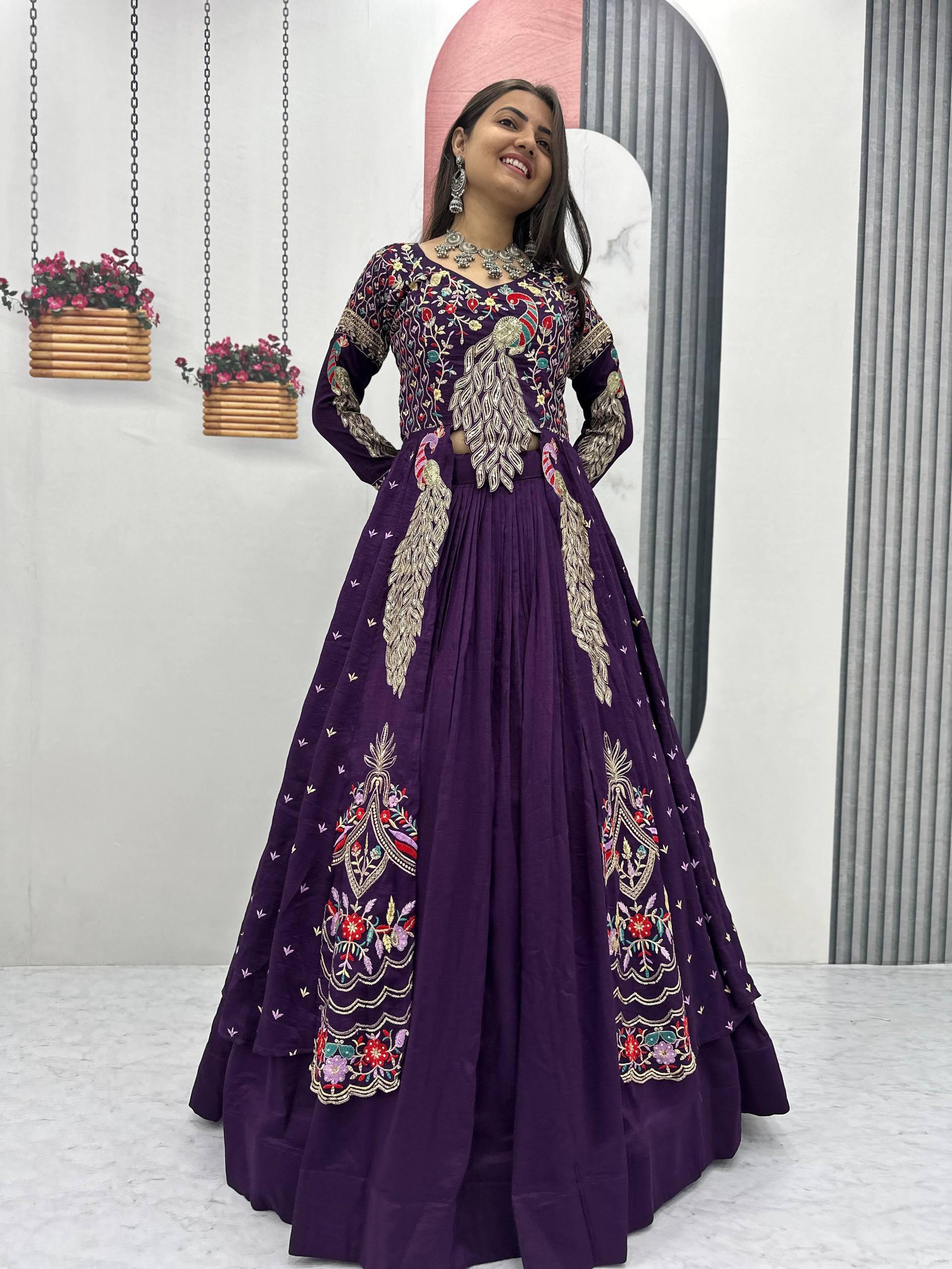 Purple Vichitra Sequence Work Lehenga Choli | Lehenga, Bollywood Lehenga, Creative Lehenga, Designer Lehenga, Embroidered Lehenga, Party Wear Lehenga