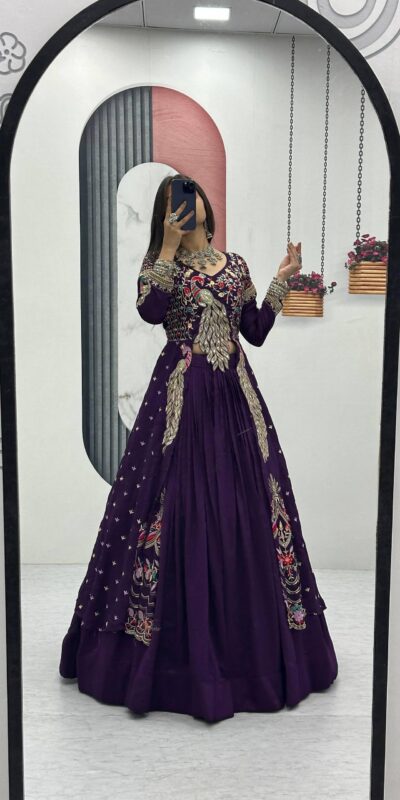 Purple Vichitra Sequence Work Lehenga Choli | Lehenga, Bollywood Lehenga, Creative Lehenga, Designer Lehenga, Embroidered Lehenga, Party Wear Lehenga