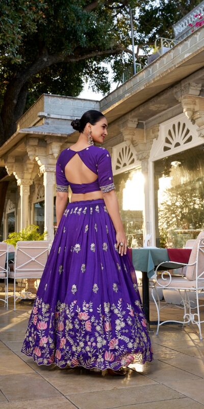 Purple Vichitra Sequins Lehenga Choli | Lehenga, Bollywood Lehenga, Creative Lehenga, Designer Lehenga, Embroidered Lehenga, Party Wear Lehenga