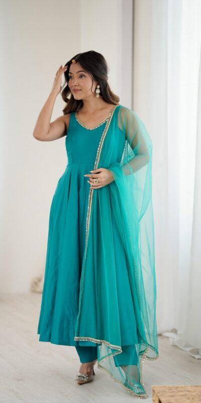 Rama Roman Silk Chanderi Mirror Work Gown | Gowns, Bollywood Gowns, Creative Gowns, Designer Gowns, Embroidered Gowns, Party Wear Gowns