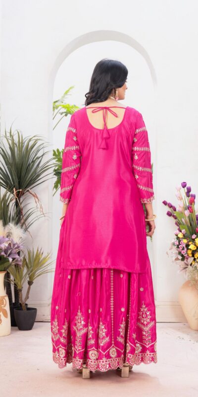 Rani Pink Chinon Silk Embroider Lace Work Salwar Suit | Jump Suits, Salwar suit, Casual Suits, Creative suits, Designer Suits, Palazzo Suits, Party Wear Suits, Patiala Suits, Straight Suits